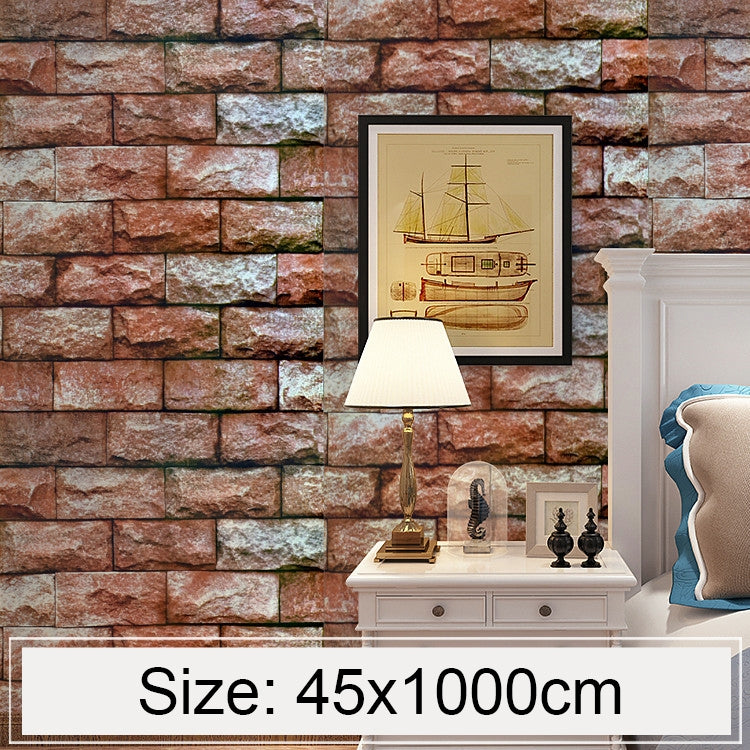 ELECTROPRIME Qi Yunshi Creative 3D Stone Brick Decoration Wallpaper Stickers Bedroom Living Room Wall Waterproof Wallpaper Roll, Size: 45 x 1000cm