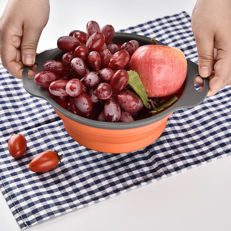 ELECTROPRIME Creative Folding Vegetables Fruits Storage Basket Organizer Drain Basket, L, Size: 29.5*23.5*10cm(Orange)