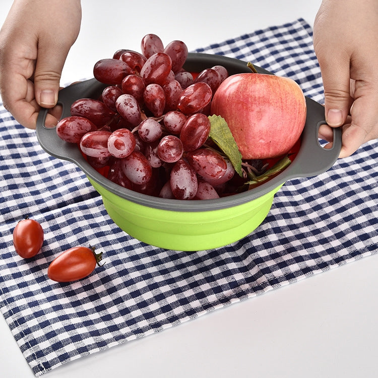 ELECTROPRIME Creative Folding Vegetables Fruits Storage Basket Organizer Drain Basket, S, Size: 24.5*20*9cm (Green)