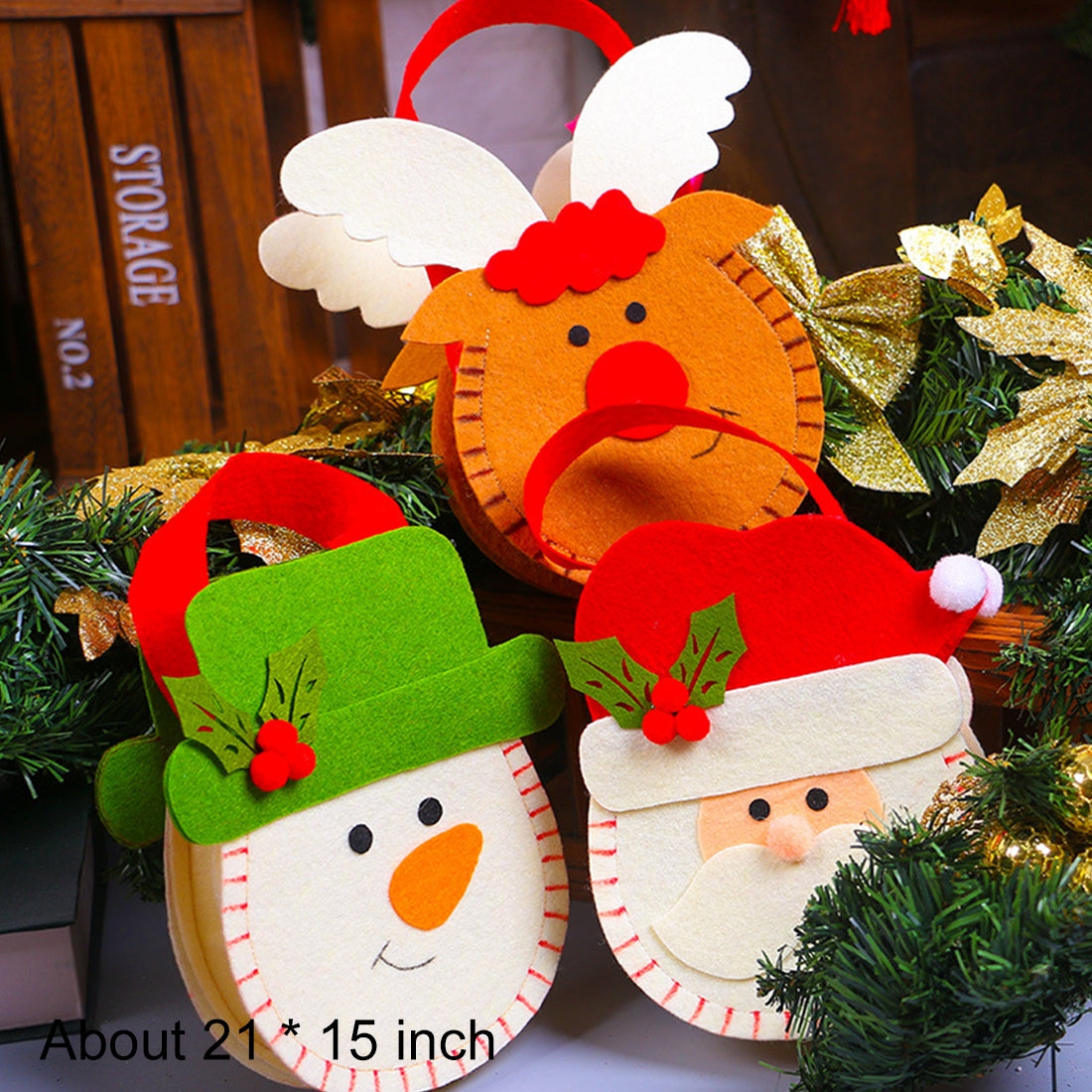 ELECTROPRIME Creative Cartoon New Style Christmas Decoration Santa Gift Bag, Non-woven Fabric Apple Gifts Handbags (Santa Pattern)