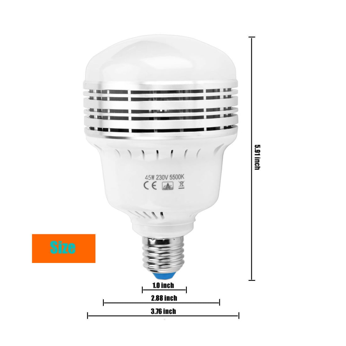 ELECTROPRIME MANTOO PGL45 45W 120V 5500K 5460LM LED Light Bulb for Photography Lighting