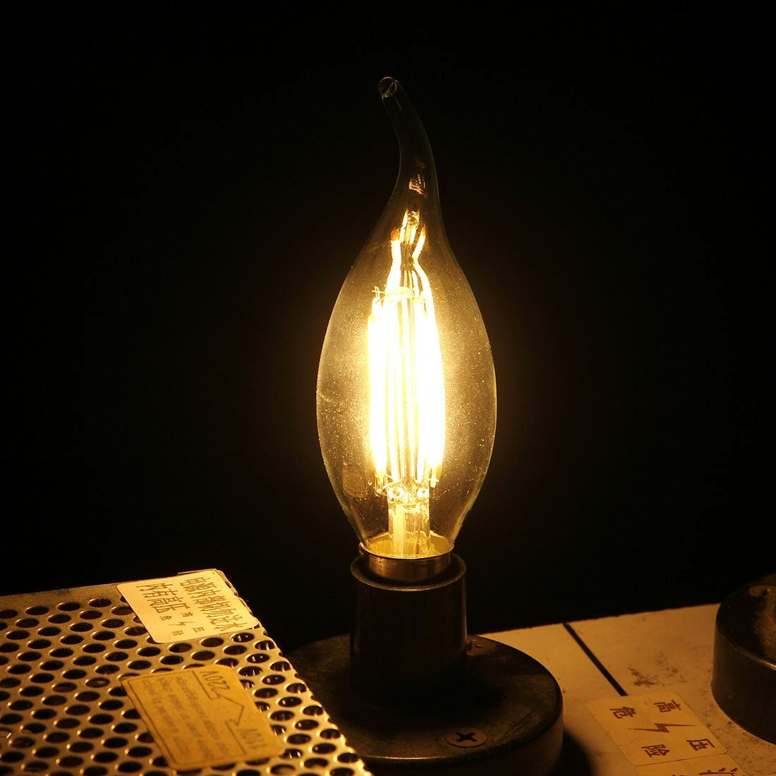 ELECTROPRIME C35 E14 4W 4 LEDs 300 LM 3000K Dimmable Retro LED Filament Light Bulb Energy Saving Light, AC 220V(Warm White)
