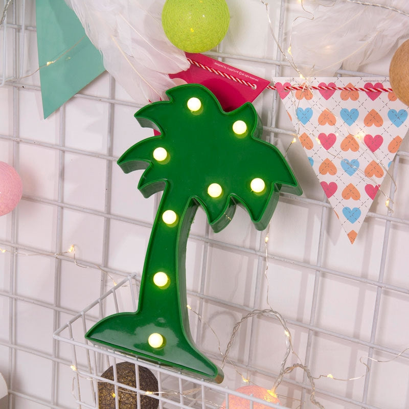 ELECTROPRIME Creative Coconut Tree Shape Warm White LED Decoration Light, 2 x AA Batteries Powered Party Festival Table Wedding Lamp Night Light (Green)