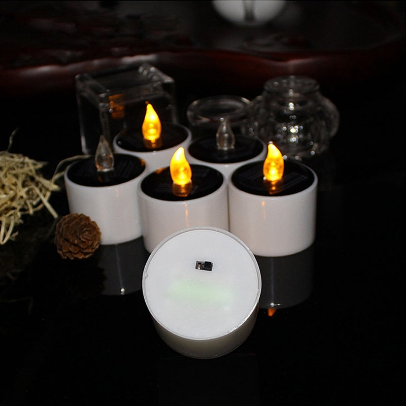 ELECTROPRIME 6 PCS Solar Power Candle Lamp, Warm White Light LED Energy Saving Atmosphere Night Light