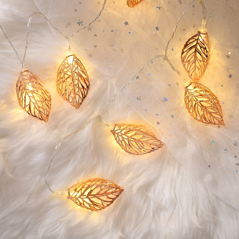 ELECTROPRIME 3m Rose Gold Leaf USB Plug Romantic LED String Holiday Light, 20 LEDs Teenage Style Warm Fairy Decorative Lamp for Christmas, Wedding, Bedroom (Warm White)