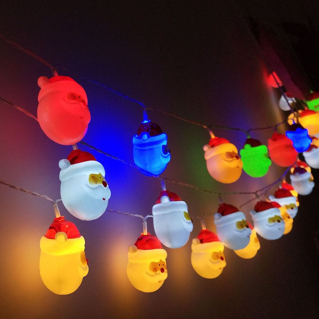 ELECTROPRIME 1.5m Santa Claus LED Holiday String Light, 10 LEDs 2 x AA Batteries Box Powered Warm Fairy Decorative Lamp for Christmas, Party, Bedroom(Colorful Light)