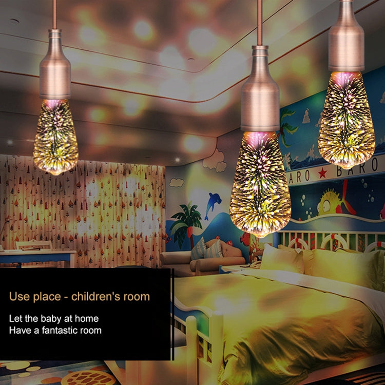 ELECTROPRIME ST64 E27 4W IP65 Waterproof Warm White 3D Fireworks LED Bulb, 2700K 48 LEDs SMD 2835 Vintage Atmosphere Decoration Art Lamp, AC 85-265V
