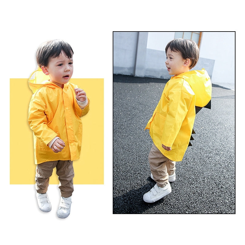 ELECTROPRIME Cartoon Dinosaur Children Fashion Raincoat Size: M(Yellow)