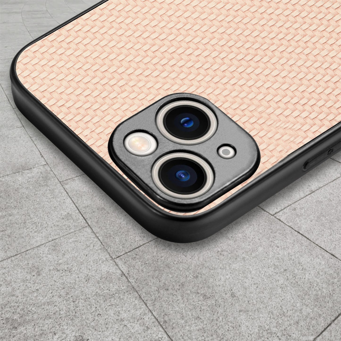 ELECTROPRIME For iPhone 15 Carbon Fiber Texture Leather Back Phone Case(Khaki)