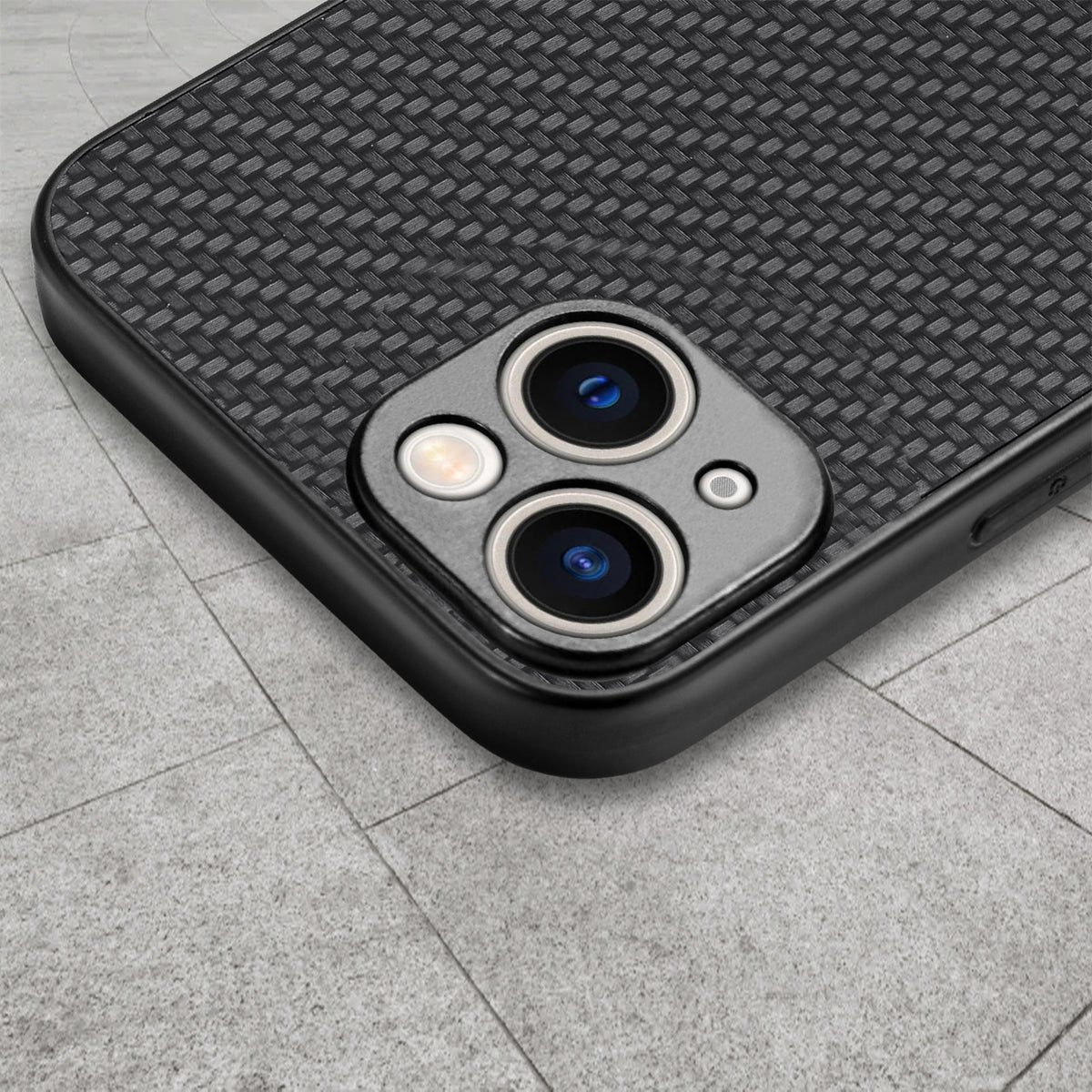ELECTROPRIME For iPhone 15 Plus Carbon Fiber Texture Leather Back Phone Case(Black)