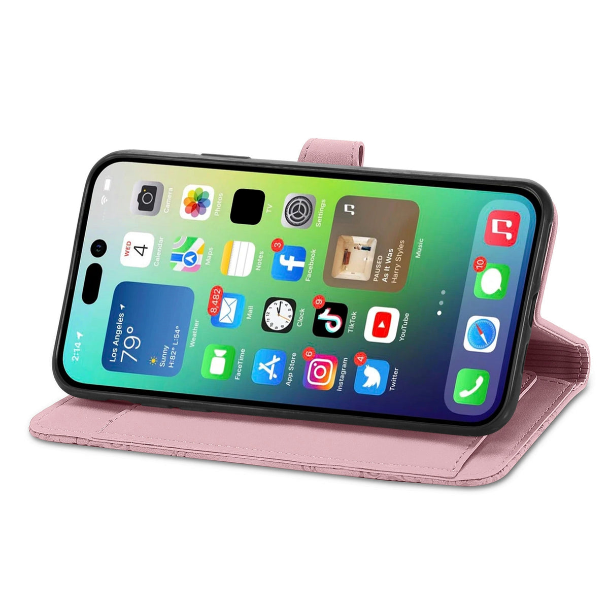ELECTROPRIME For iPhone 15 Embossed Flower Zipper Leather Phone Case(Pink)