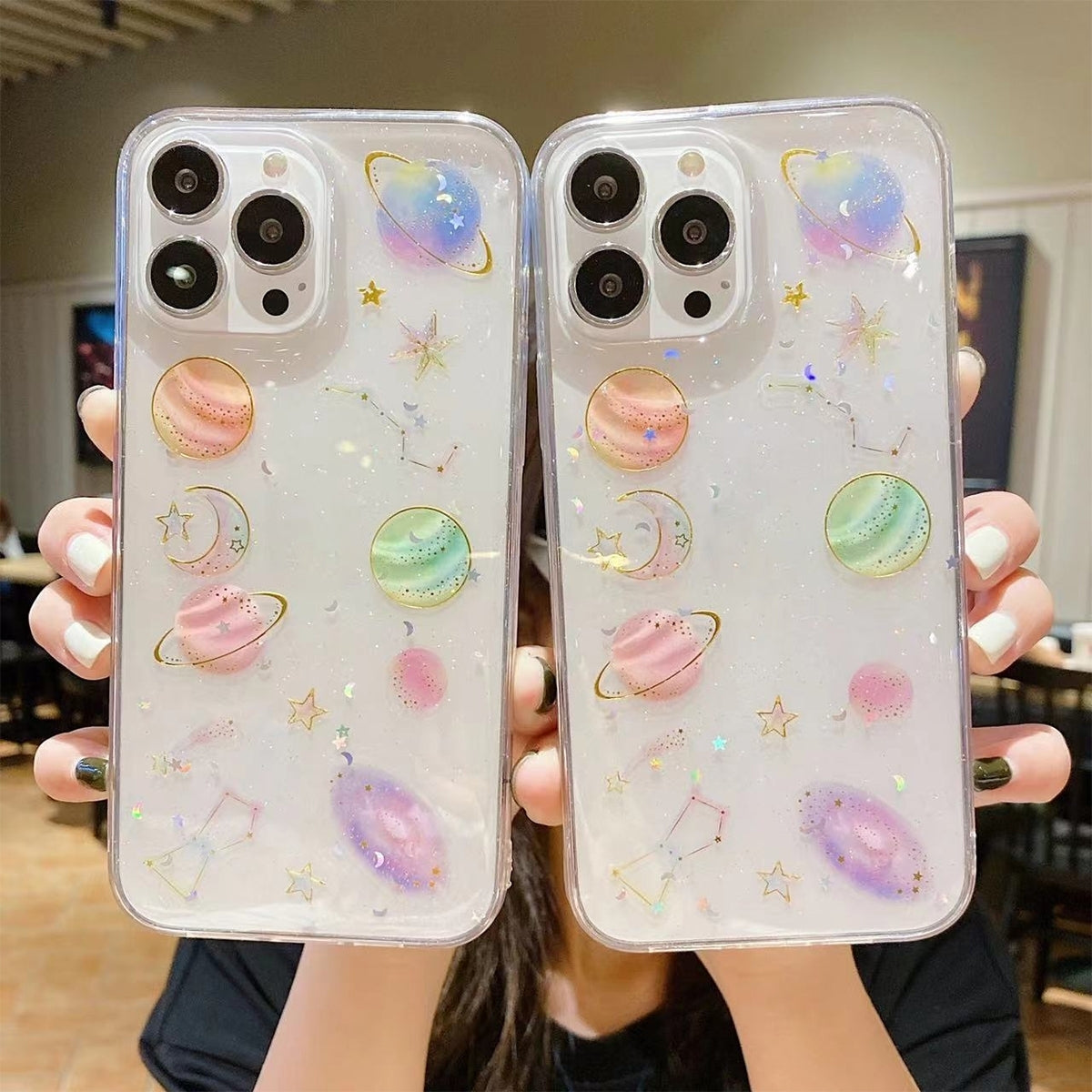 ELECTROPRIME For iPhone 15 Plus Cosmic Star Glitter Epoxy TPU Phone Case(Transparent)