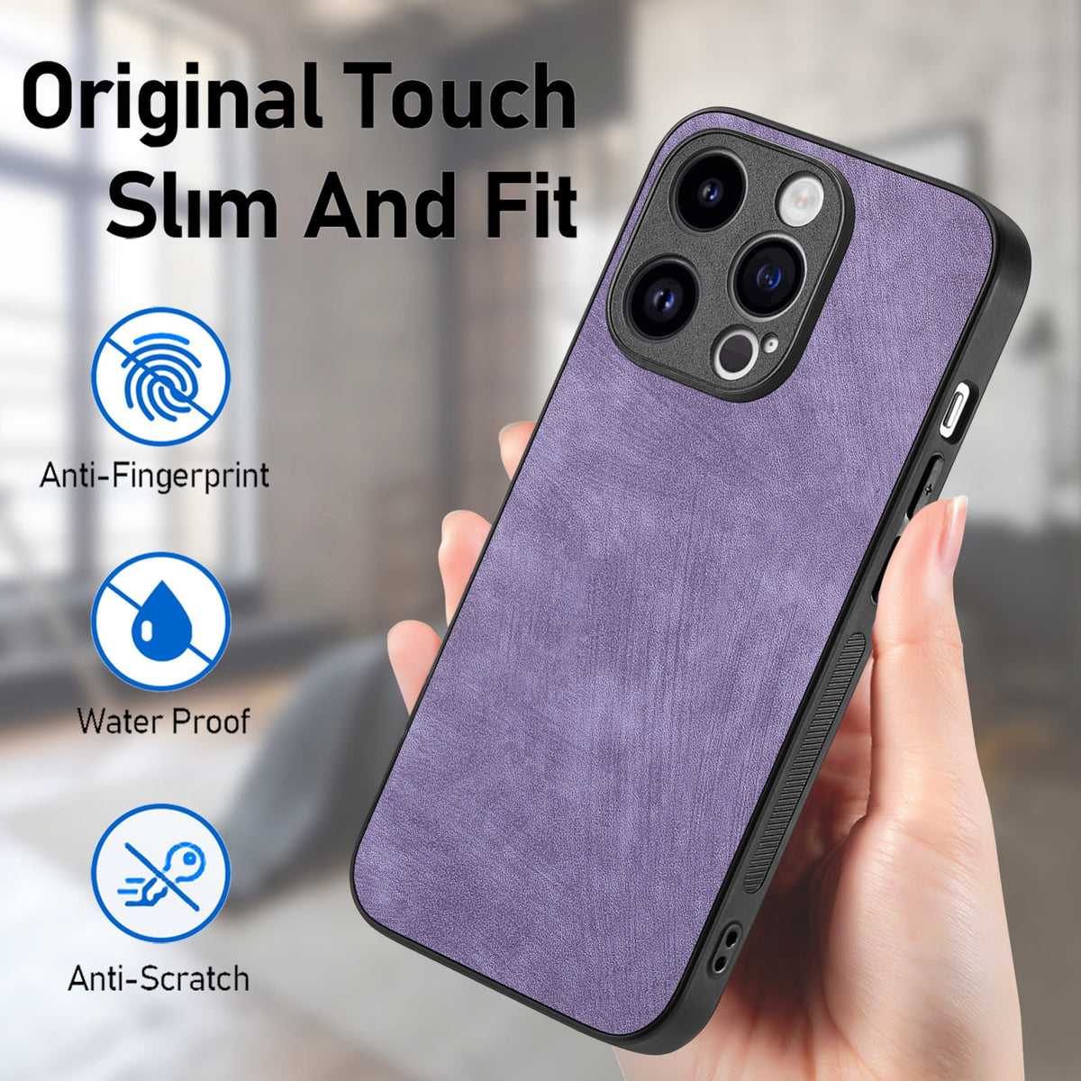 ELECTROPRIME For iPhone 15 Plus Vintage Leather PC Back Cover Phone Case(Purple)