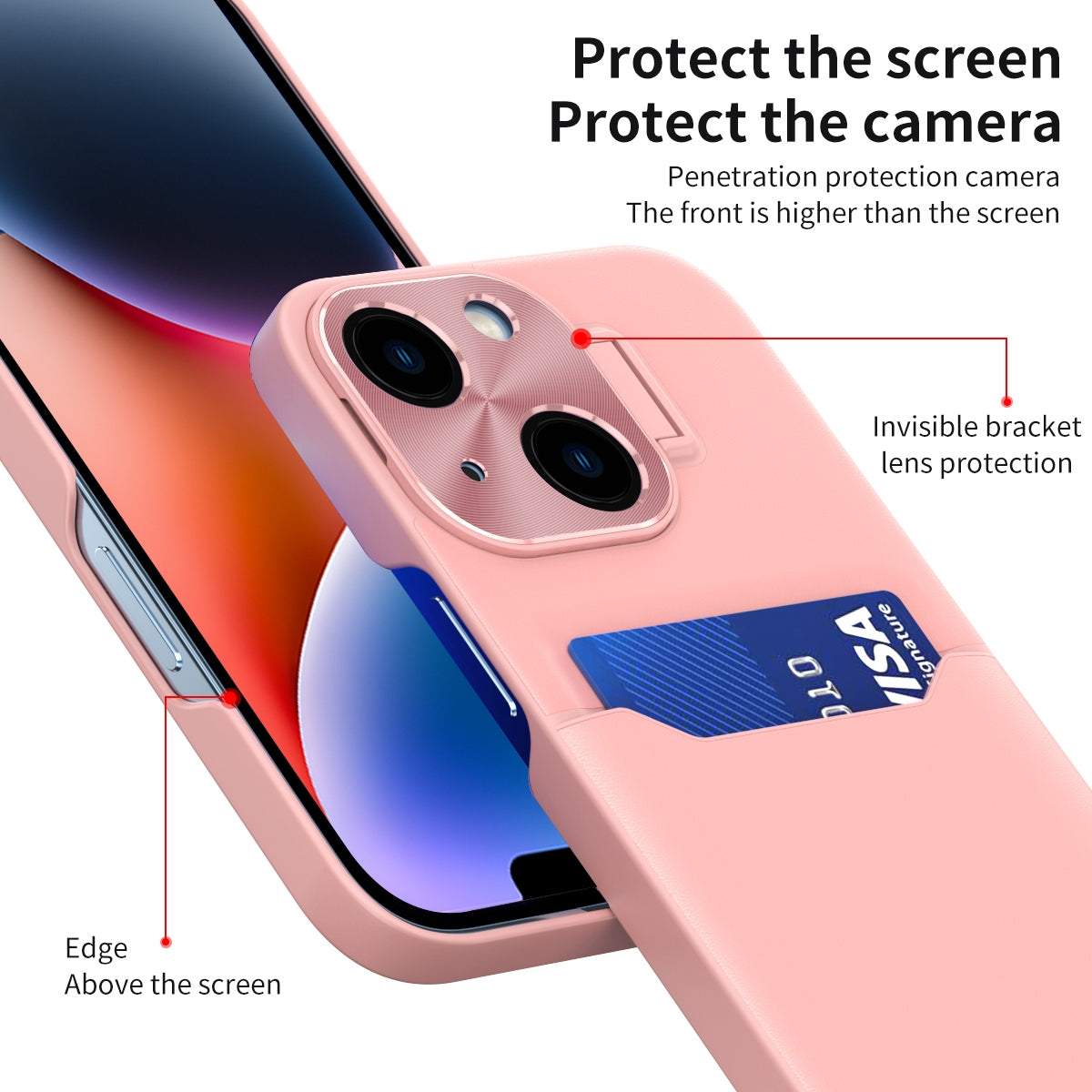 ELECTROPRIME For iPhone 15 Two-Color Invisible Lens Holder Phone Case(Pink)