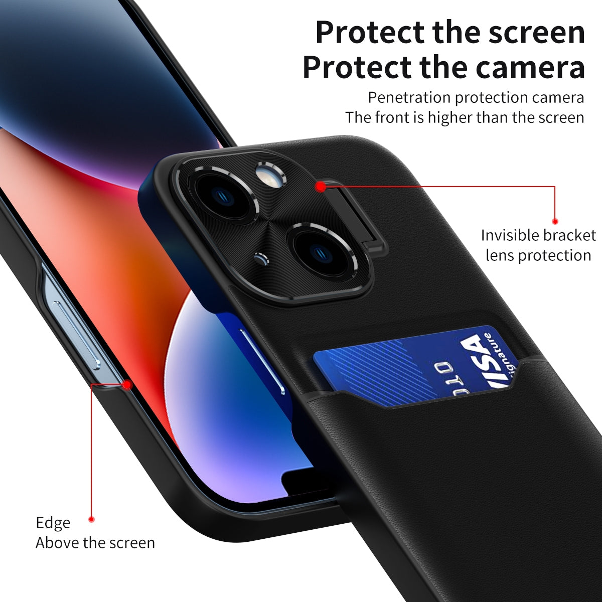ELECTROPRIME For iPhone 15 Two-Color Invisible Lens Holder Phone Case(Black)