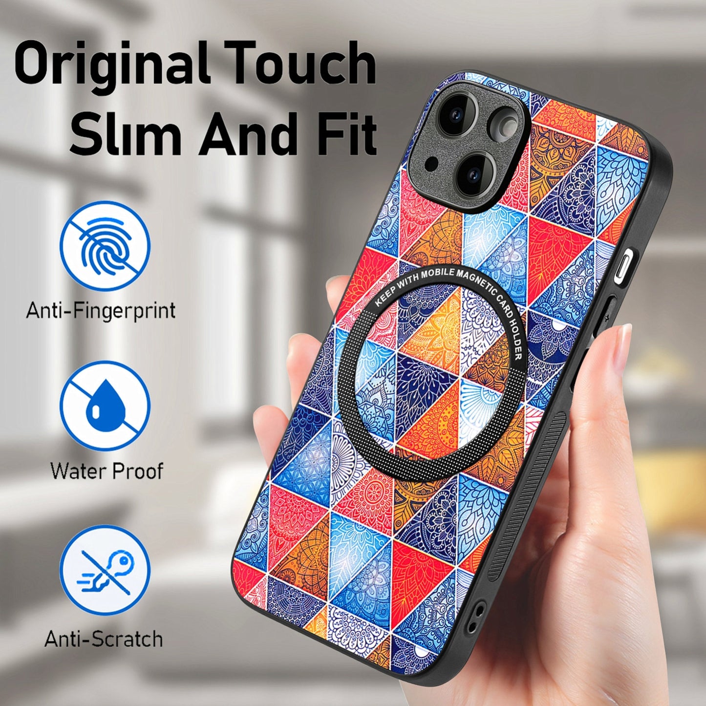 ELECTROPRIME For iPhone 15 Colored Drawing Leather Back Phone Case(Rhombus Mandala)