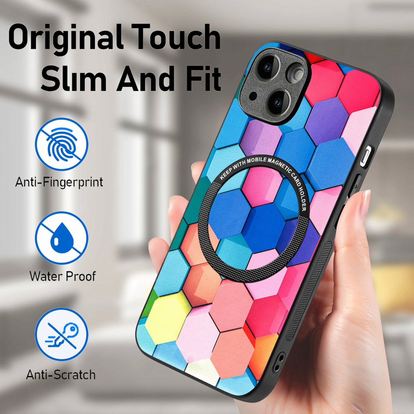 ELECTROPRIME For iPhone 15 Colored Drawing Leather Back Phone Case(Colorful Cube)