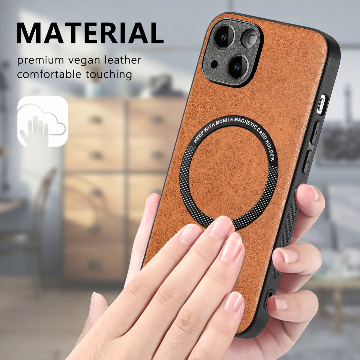 ELECTROPRIME For iPhone 15 Solid Color Leather Skin Back Phone Case(Brown)