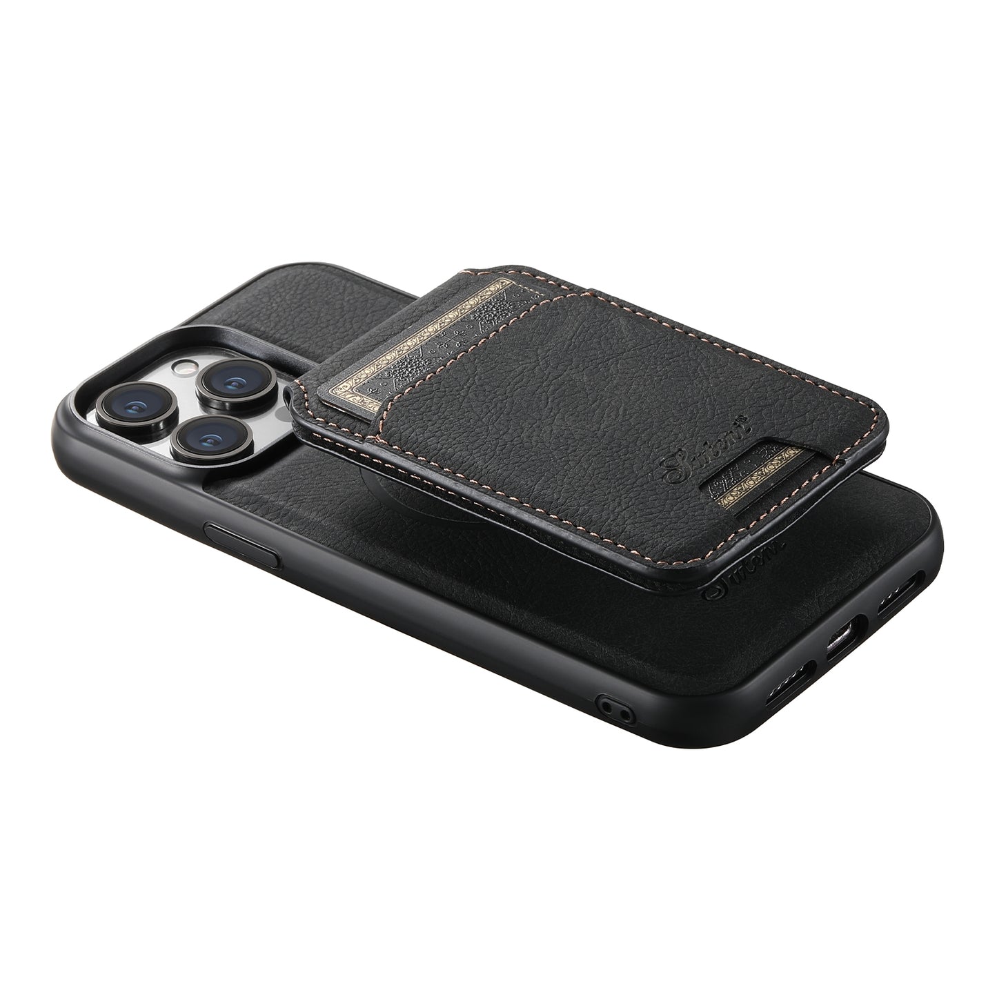 ELECTROPRIME For iPhone 15 Suteni H17 Litchi Texture Leather MagSafe Detachable Wallet Phone Case(Black)