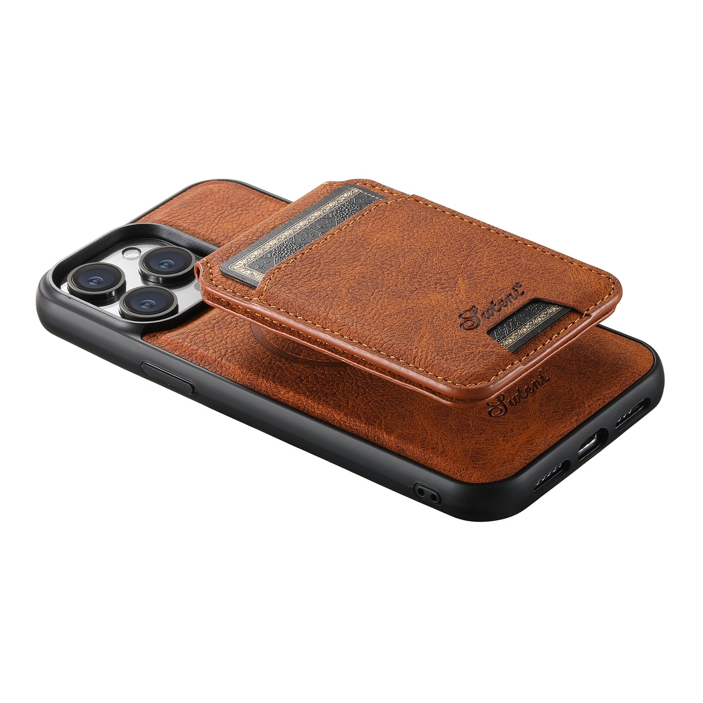ELECTROPRIME For iPhone 15 Suteni H17 Litchi Texture Leather MagSafe Detachable Wallet Phone Case(Khaki)