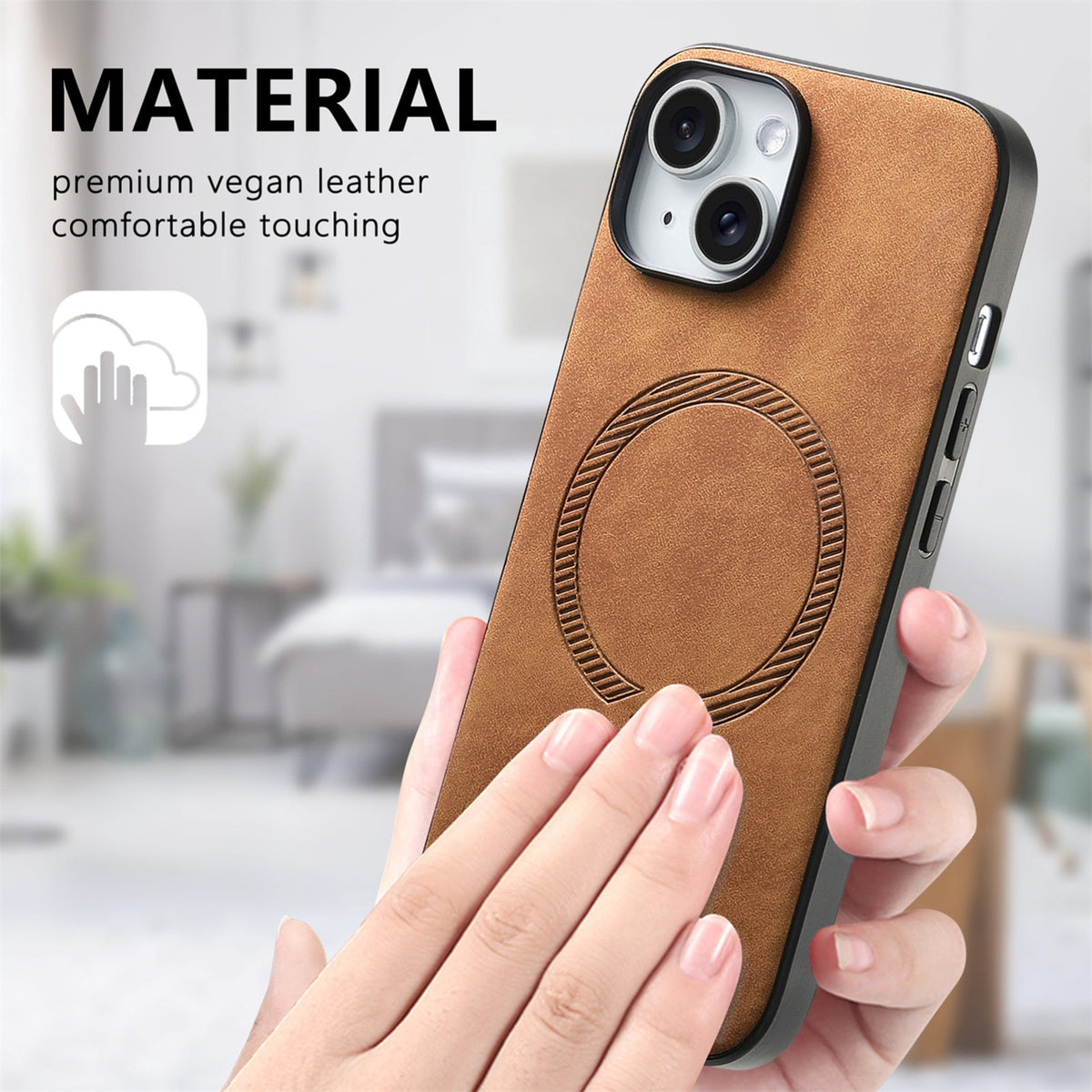 ELECTROPRIME For iPhone 15 Solid Color Retro Magsafe PU Back Cover Phone Case(Brown)