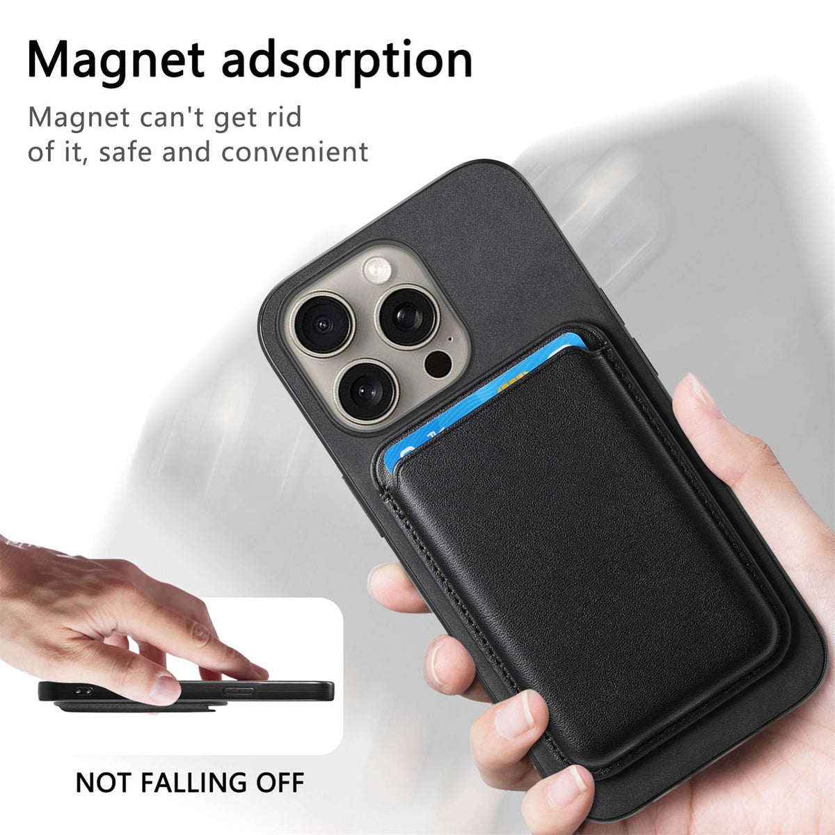 ELECTROPRIME For iPhone 15 Plus Retro Magsafe Card Bag PU Back Cover Phone Case(Black)