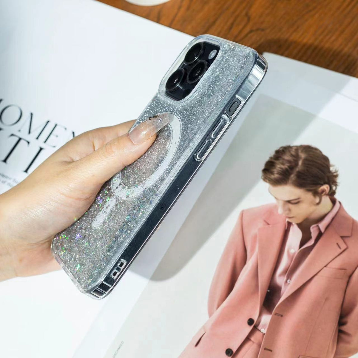 ELECTROPRIME For iPhone 15 Gradient Glitter Starry MagSafe Phone Case(Gradient Purple)