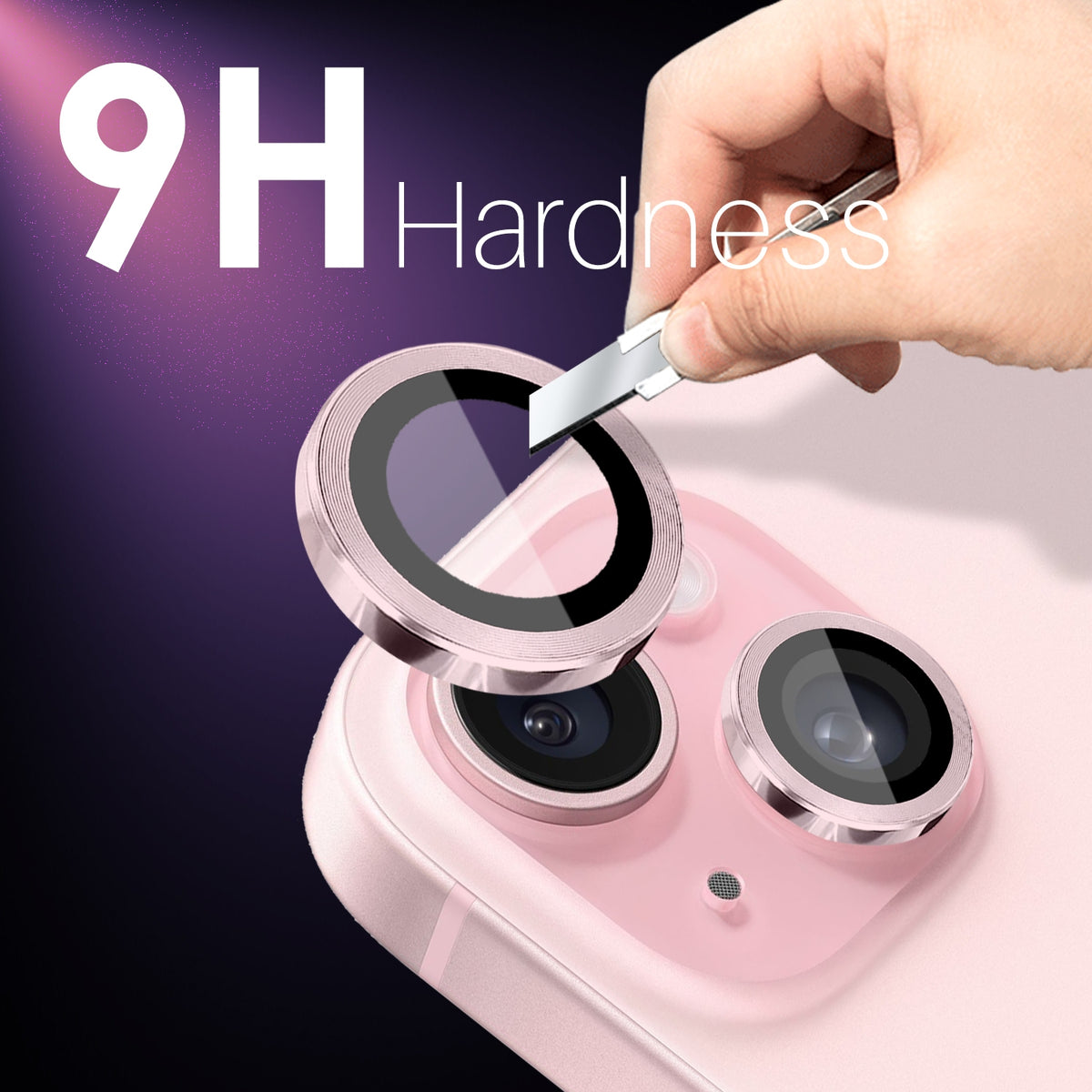 ELECTROPRIME For iPhone 15 / 15 Plus / 14 / 14 Plus NORTHJO 3 Set 6pcs Camera Lens Protector Cover Metal Ring Film(Pink)