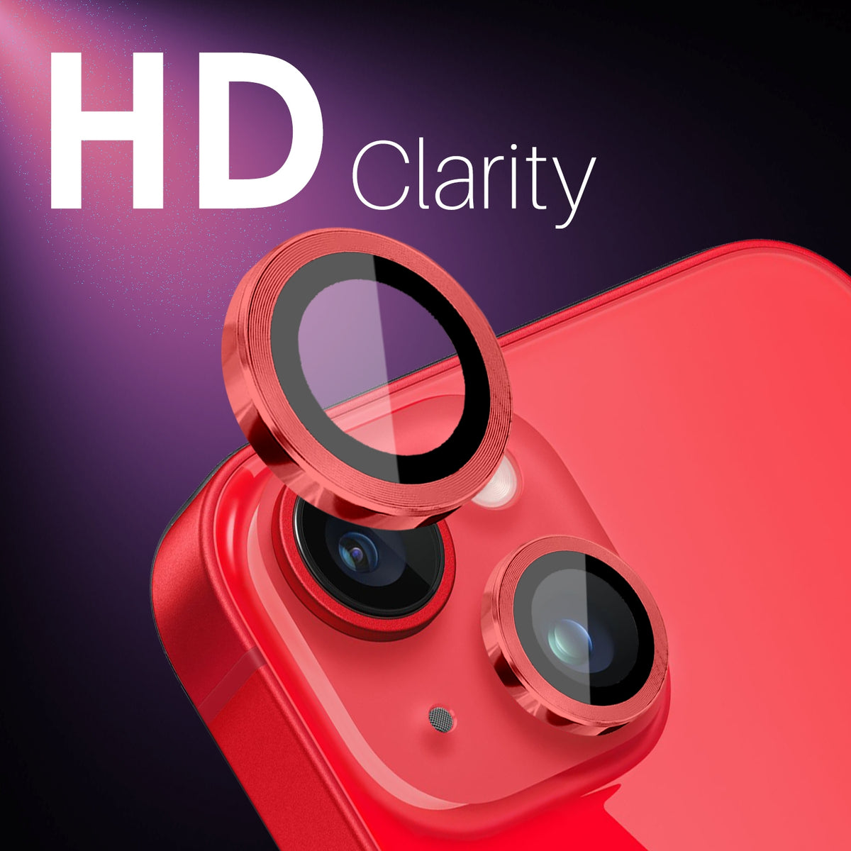 ELECTROPRIME For iPhone 15 / 15 Plus / 14 / 14 Plus NORTHJO 3 Set 6pcs Camera Lens Protector Cover Metal Ring Film(Red)