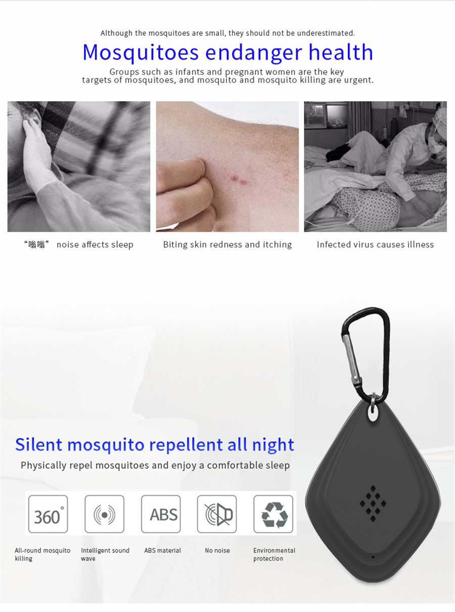 ELECTROPRIME Outdoor Mosquito Repellent Portable Ultrasonic Insect Repellent Insecticide USB Charging Intelligent Frequency Conversion(Black)
