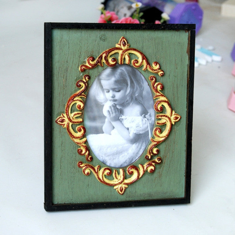 ELECTROPRIME Vintage Wooden Photo Frame Home Decor Wedding Desktop Wall Picture Frame(Blue)