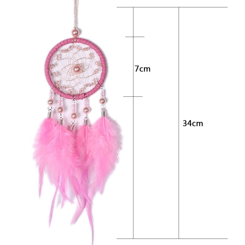 ELECTROPRIME Mini Creative Dreamcatcher Crafts Hollow Wind Chime Car Hanging Decoration(Pink)