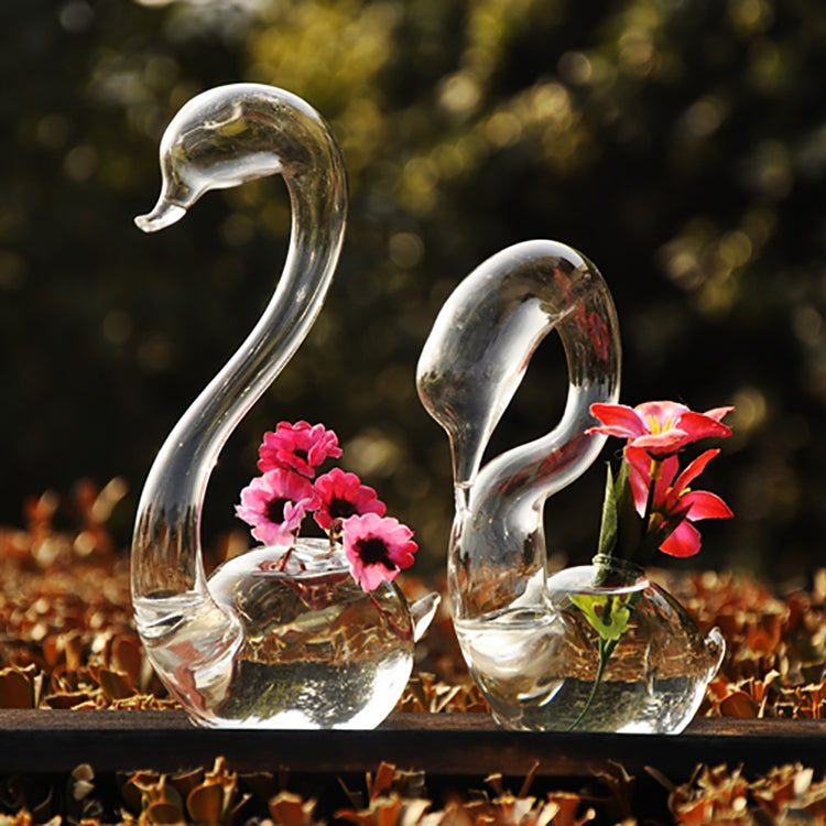 ELECTROPRIME Swan Flower Vases Home Decoration Flower Pots Planters Wedding Decoration Vasos Party Gifts Glass Crafts, Shape:Male Swan