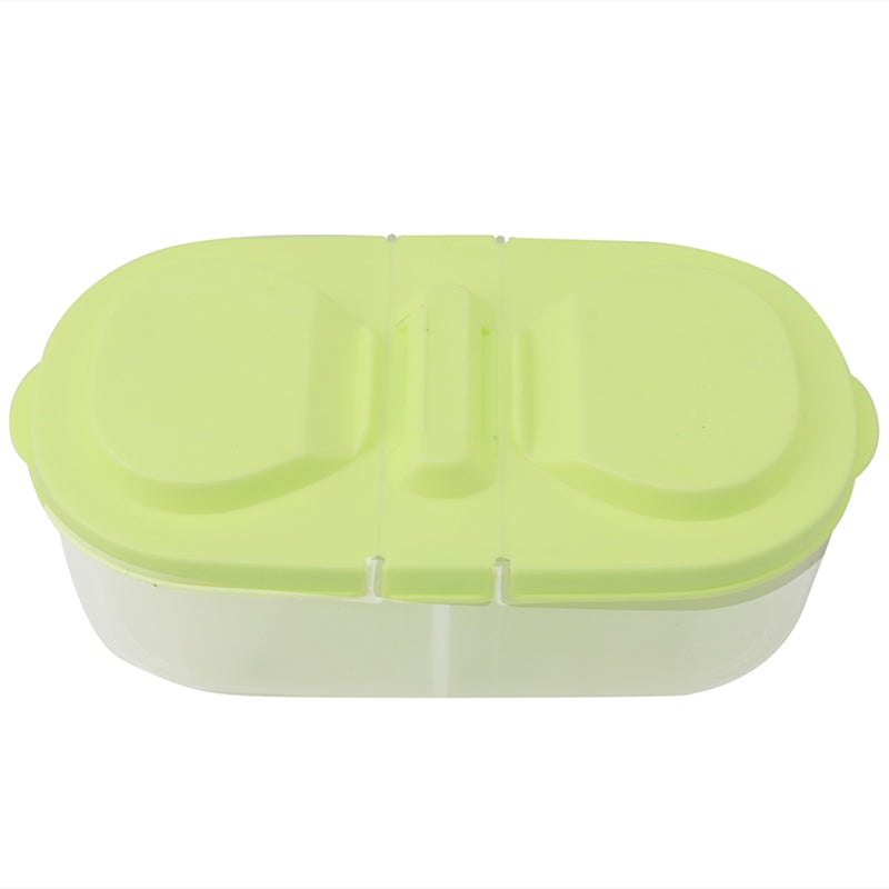 ELECTROPRIME Fresh Fruit Snacks Storage Double Cell Clamshell Crisper Plastic Food Box(Blue)
