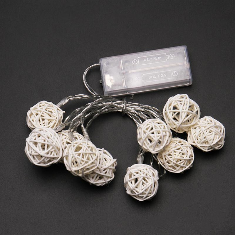 ELECTROPRIME 2.2m 20 LEDs Battery Box Powered Rattan Ball String Christmas Wedding Decoration Lamp(Warm White)