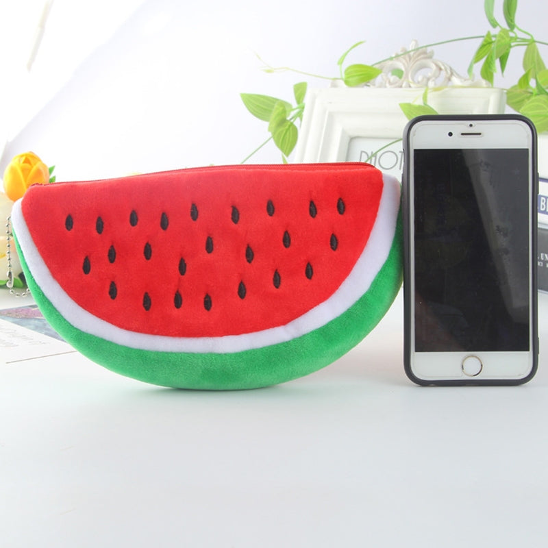 ELECTROPRIME Cute Watermelon Shape Plush Pencil Bag(Red)