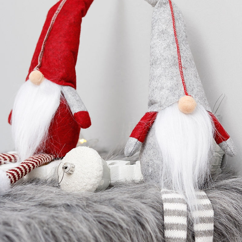 ELECTROPRIME Cute Sitting Faceless Long-legged Elf Doll Christmas Decoration(Grey)