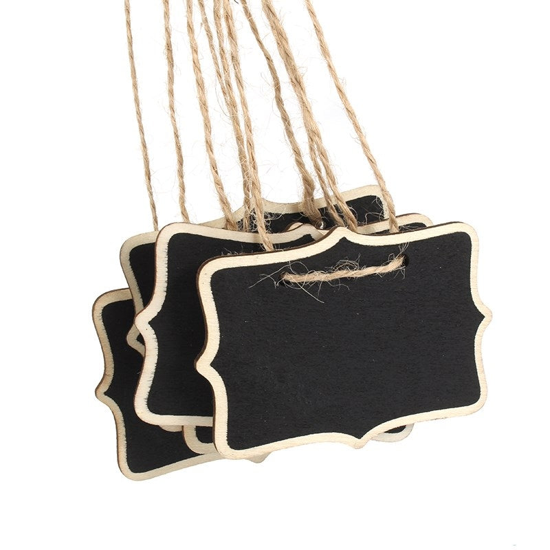 ELECTROPRIME 12 PCS Mini Blackboard Wood Message Board Chalkboard with String Wedding Home Party Decor
