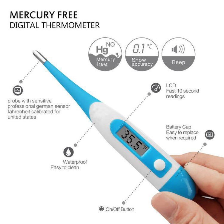 ELECTROPRIME 2 PCS LCD Electronic Digital Baby Thermometer Waterproof Soft Tip Medicine Home Thermometer, Random Color Delivery