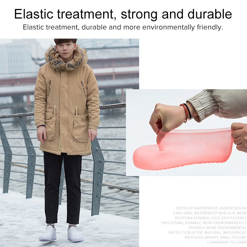 ELECTROPRIME Portable Rain Boots Non-Slip Reusable Waterproof PVC Shoes Covers(White)