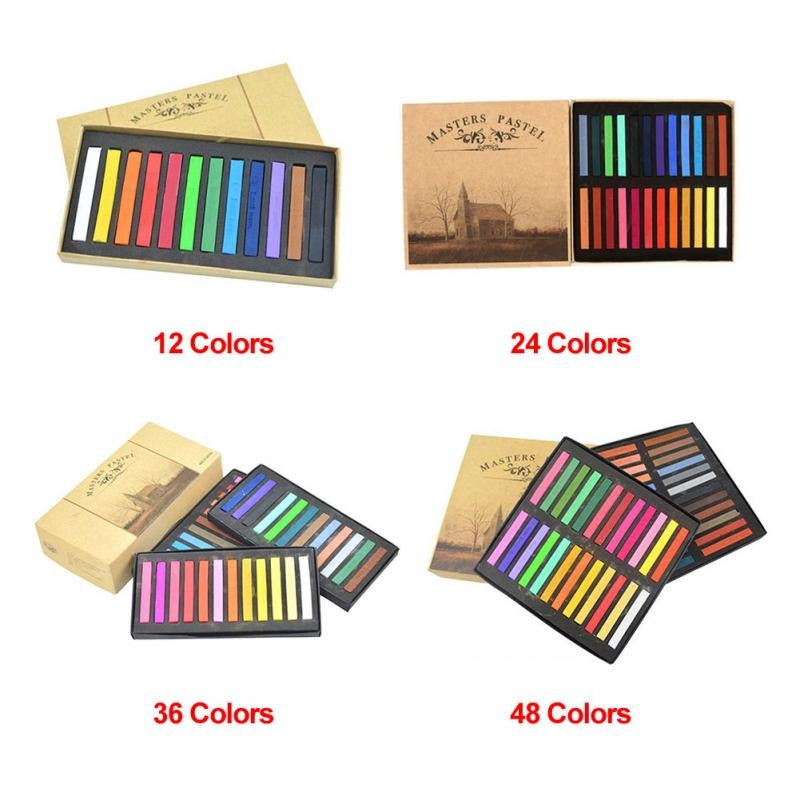 ELECTROPRIME 12 / 24 / 36 / 48 Colors Solid Powder Smooth Brush Portable Stick Toner Painting Chalk Set 24 Colors