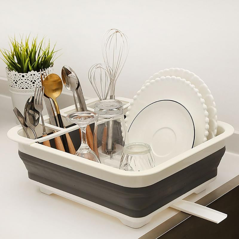 ELECTROPRIME Foldable Dish Rack Tableware Rack Portable Bowl Rack Bowl Sink Design Drainage Basket