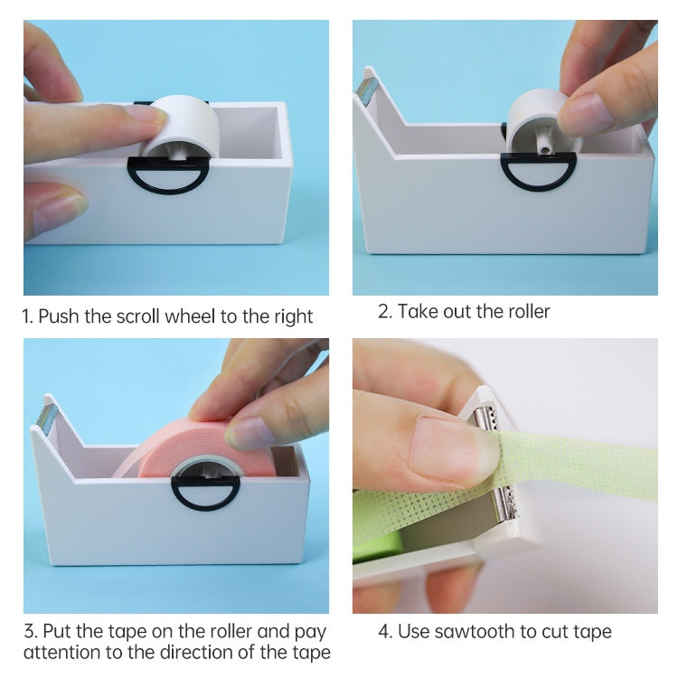 ELECTROPRIME Tape Holder Office Tape Dispenser Desktop Tape Cutter(White)