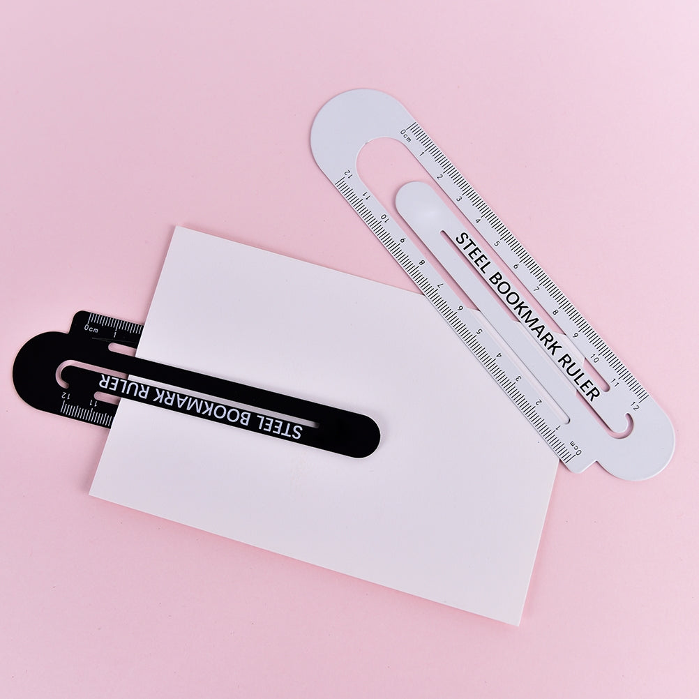 ELECTROPRIME 3 PCS Metal Steel Ruler Bookmark Drawing Supplies(15CM White)
