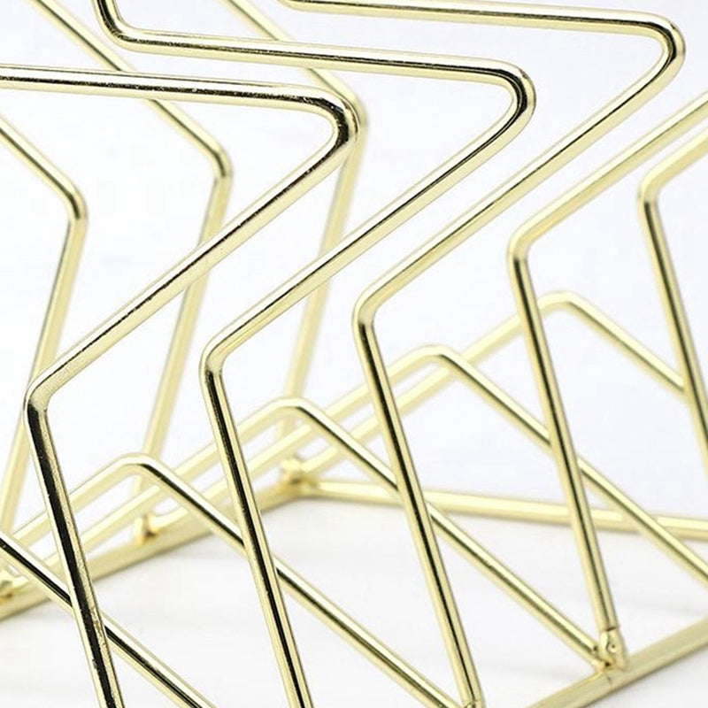 ELECTROPRIME Gold S Shape Electroplated Bookend Desk Organizer Desktop Office Home Bookends Book Holder Book Stand Creative Bookshelf(Gold)