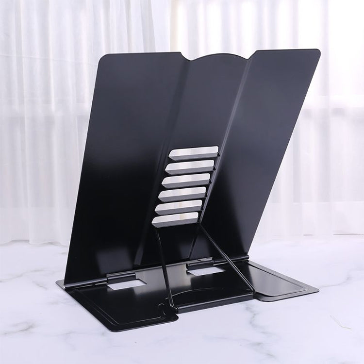 ELECTROPRIME Portable Metal Adjustable Reading Book Holder Support iPad Document Book Shelf Bookstand, Size:Large(Black)