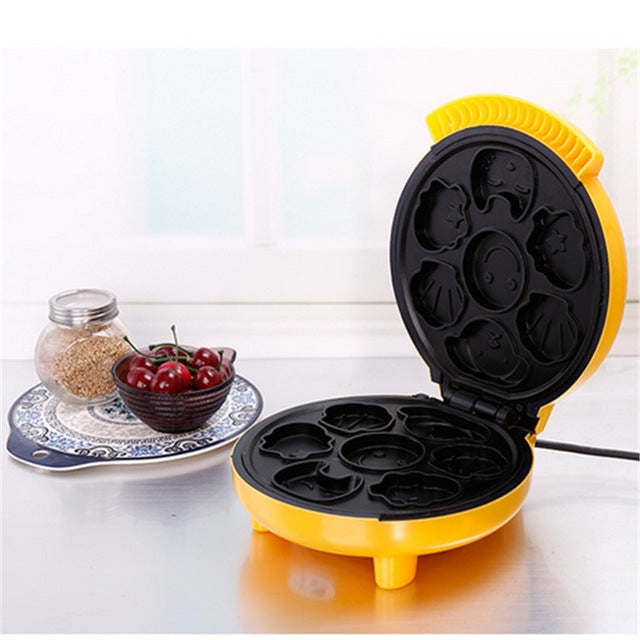 ELECTROPRIME Household Cake Machine Mini Children Bread Machine Double-sided Heating Baking Machine UK Plug(Yellow)