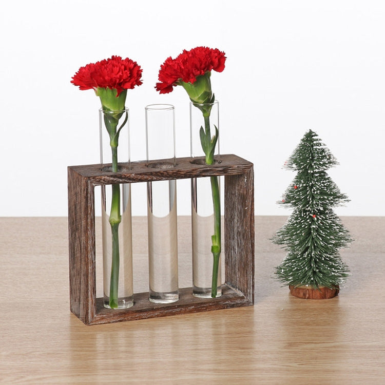 ELECTROPRIME Creative Simple Coffee Shop Interior Desktop Decoration Decoration Transparent Hydroponic Glass Test Tube Vase, Type:3-Hole Wooden Frame