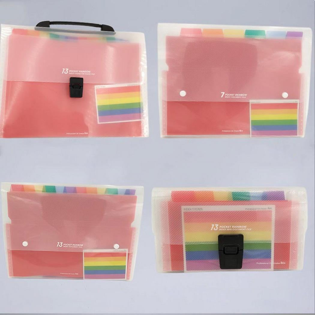 ELECTROPRIME 13 Grid Expanding File Folder A6 Document Buckle Lanyard Bag Multicolor Expanding File(Multicolor Lanyard)
