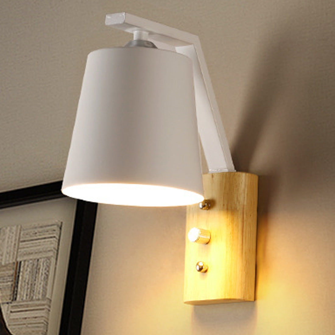 ELECTROPRIME Creative Bedroom Study Bedside Balcony Aisle Porch Hotel Cafe Wood Wall Lamp Switch Light, Light Source:without Light Source(White)